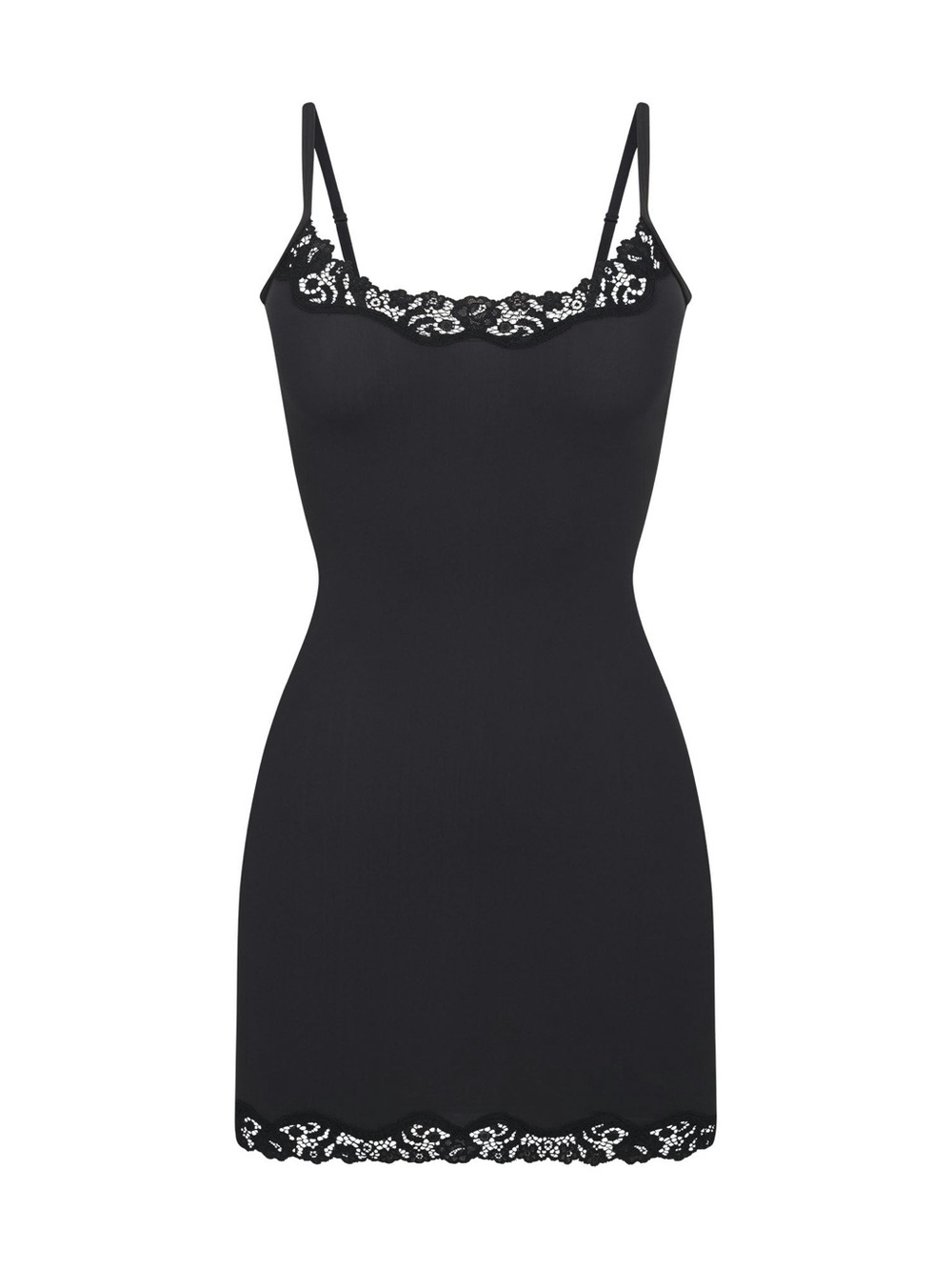 SKIMS FITS EVERYBODY LACE SLIP DRESS IN ONYX XXS S M L - Picture 2 of 5